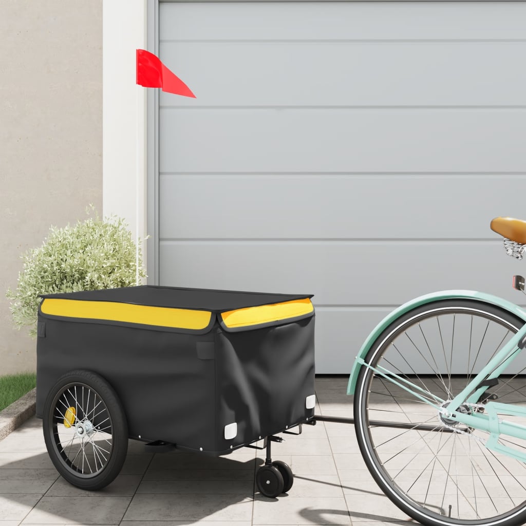 cykelanhænger 30 kg jern sort og gul