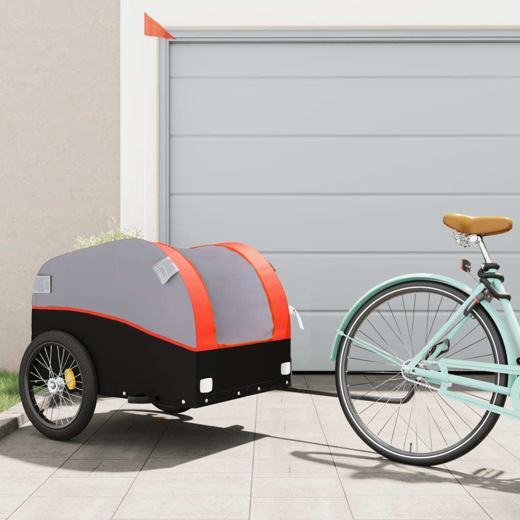 cykelanhænger 45 kg jern sort og orange