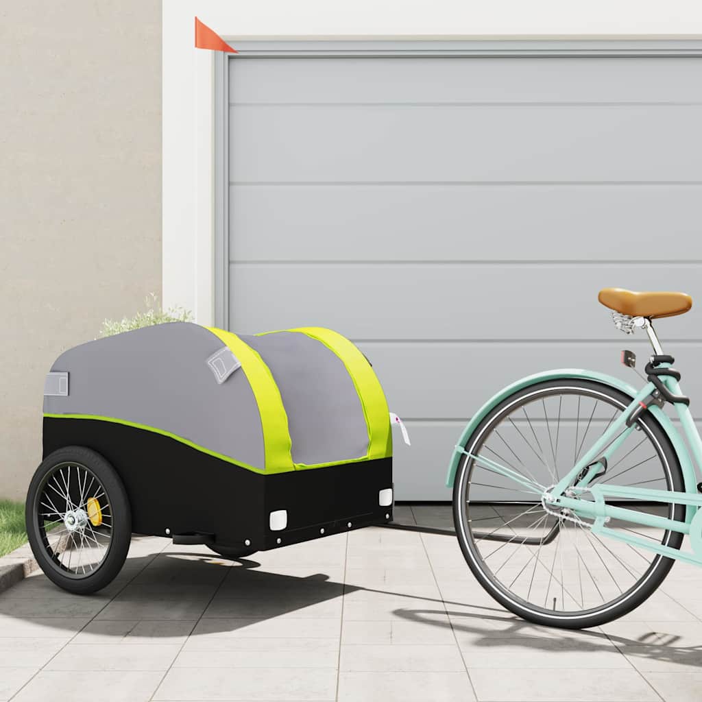 cykelanhænger 45 kg jern sort og grøn