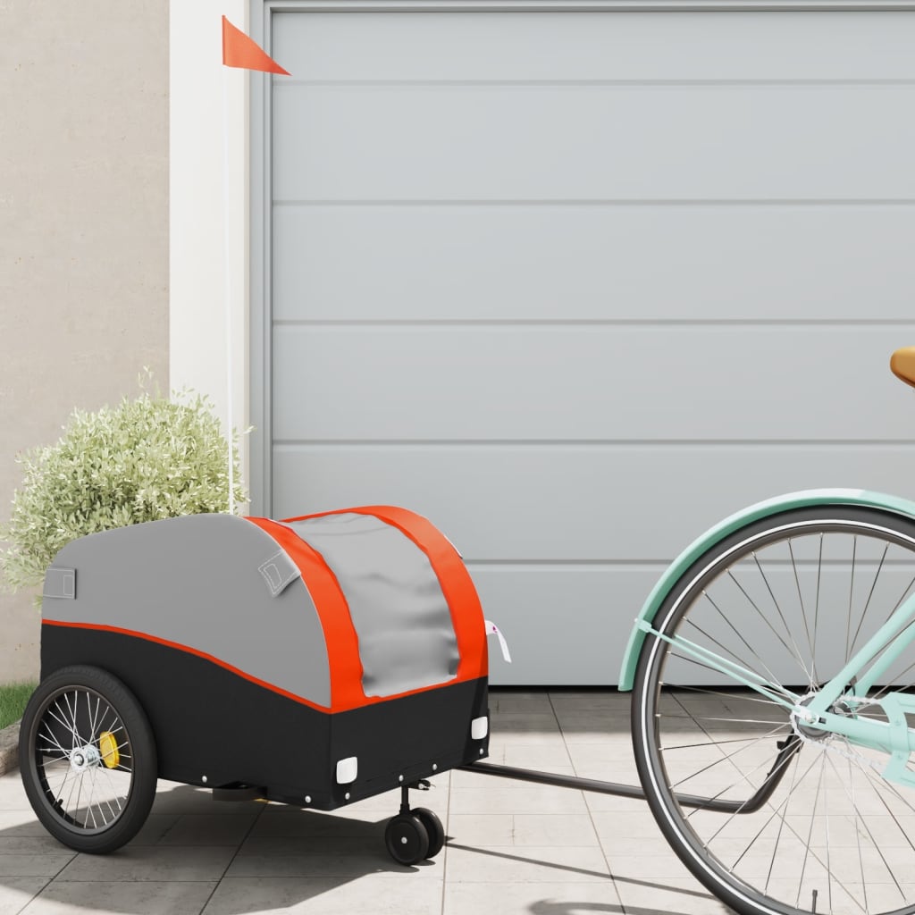 cykelanhænger 30 kg jern sort og orange