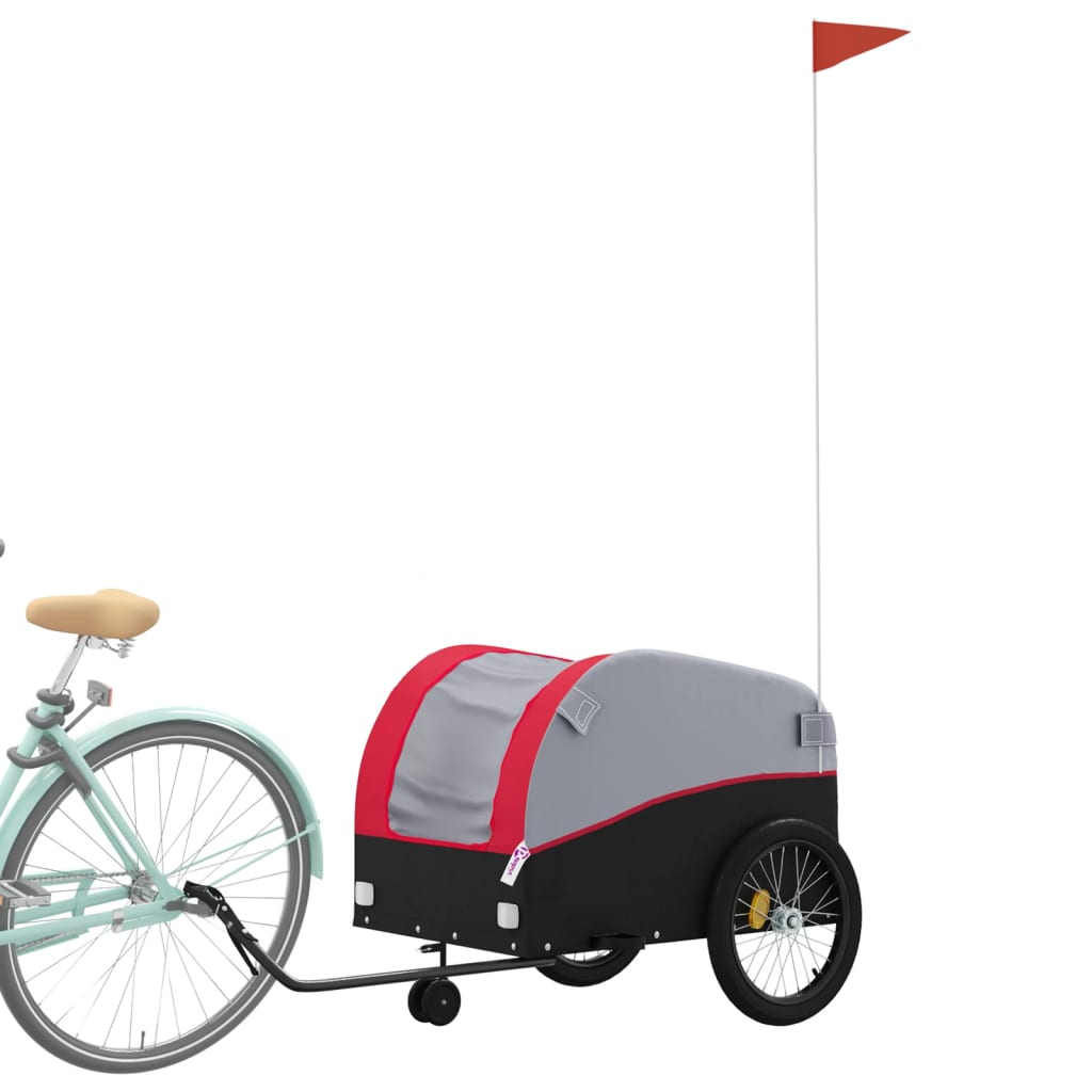 cykelanhænger 45 kg jern sort og rød