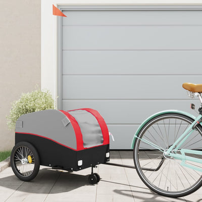 cykelanhænger 45 kg jern sort og rød