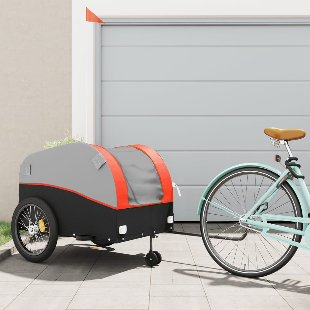 cykelanhænger 45 kg jern sort og orange