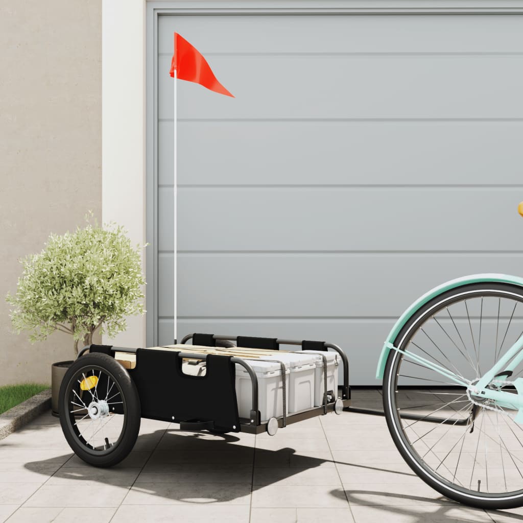 cykeltrailer oxfordstof og jern sort