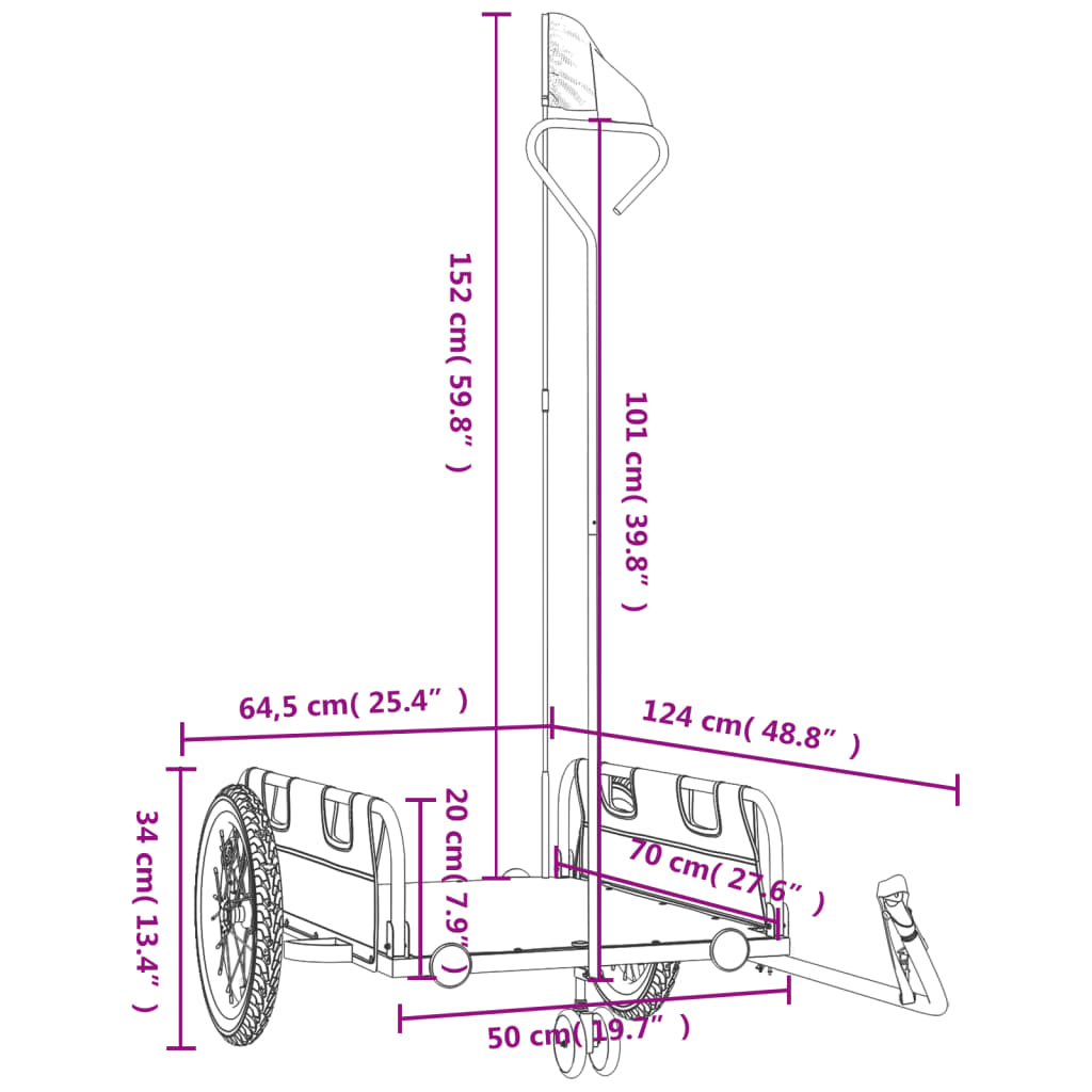 cykeltrailer oxfordstof og jern orange