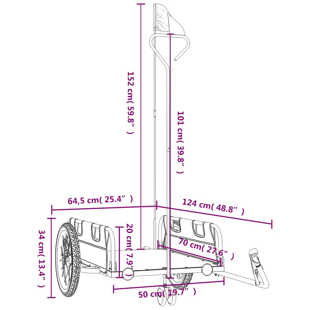 cykeltrailer oxfordstof og jern blå