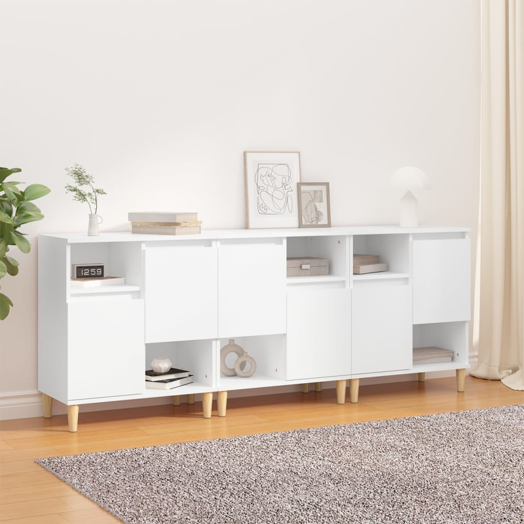 skænke 3 stk. 60x35x70 cm konstrueret træ hvid