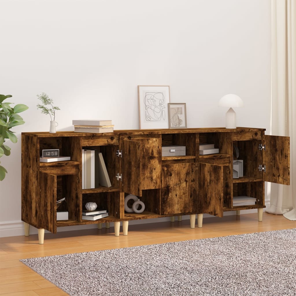 skænke 3 stk. 60x35x70 cm konstrueret træ røget egetræsfarve