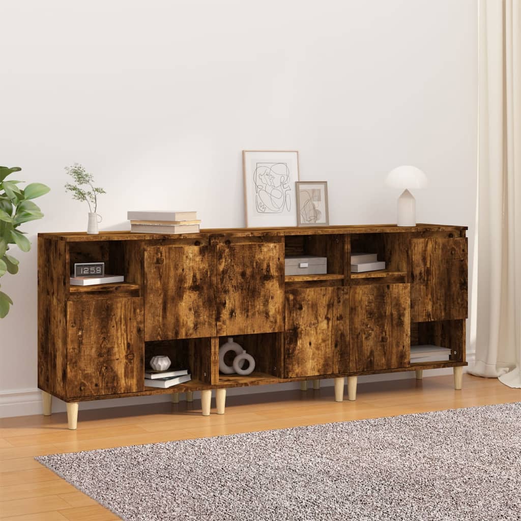 skænke 3 stk. 60x35x70 cm konstrueret træ røget egetræsfarve