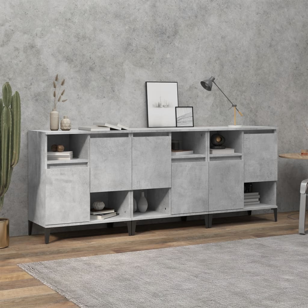 skænke 3 stk. 60x35x70 cm konstrueret træ betongrå