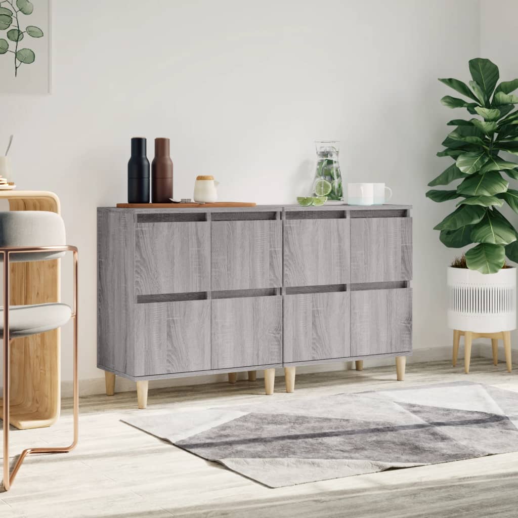 skænke 2 stk. 60x35x70 cm konstrueret træ grå sonoma-eg