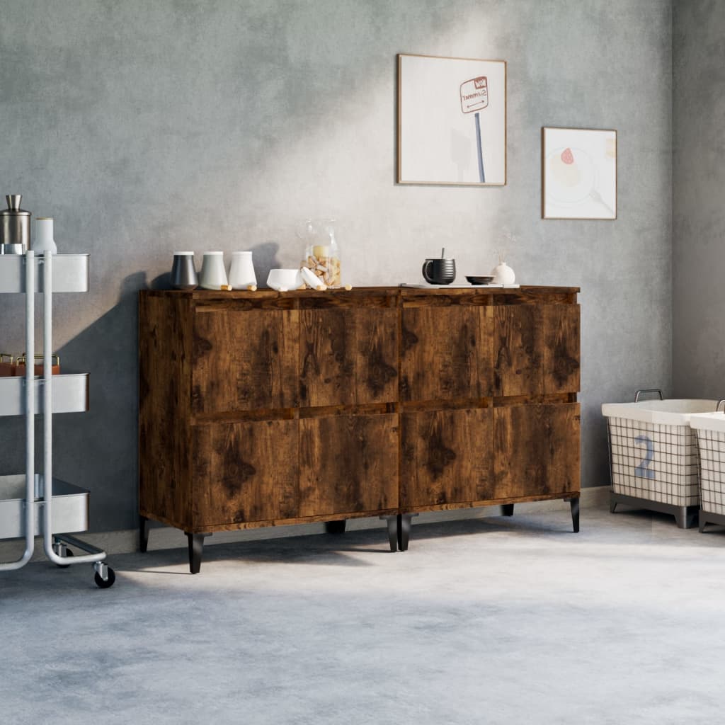 skænke 2 stk. 60x35x70 cm konstrueret træ røget egetræsfarve
