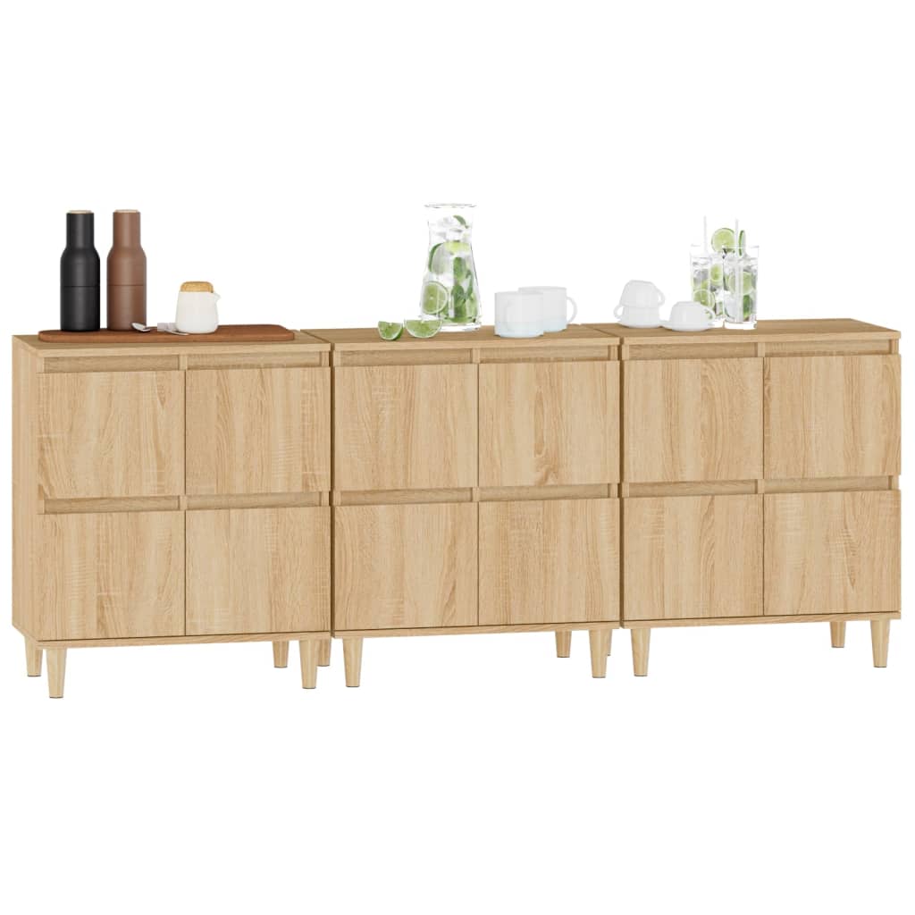 skænke 3 stk. 60x35x70 cm konstrueret træ sonoma-eg