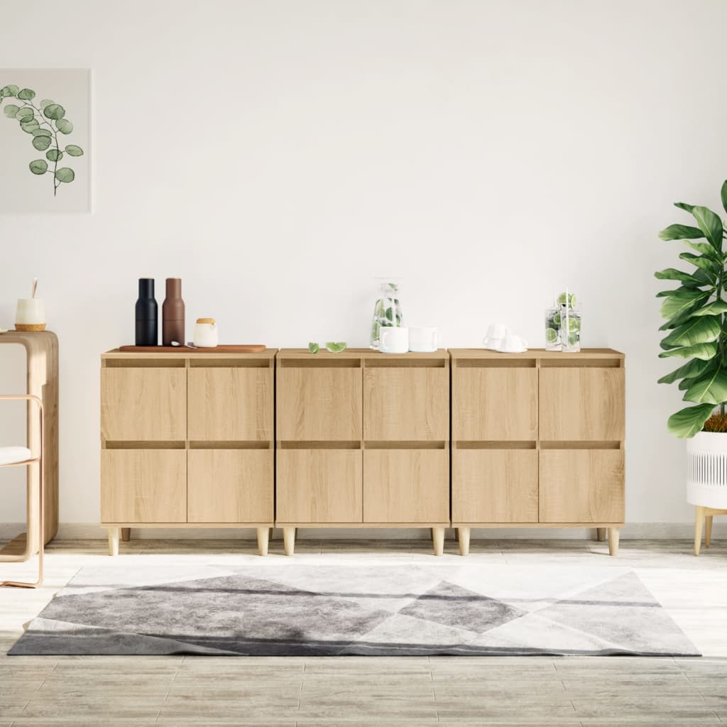 skænke 3 stk. 60x35x70 cm konstrueret træ sonoma-eg