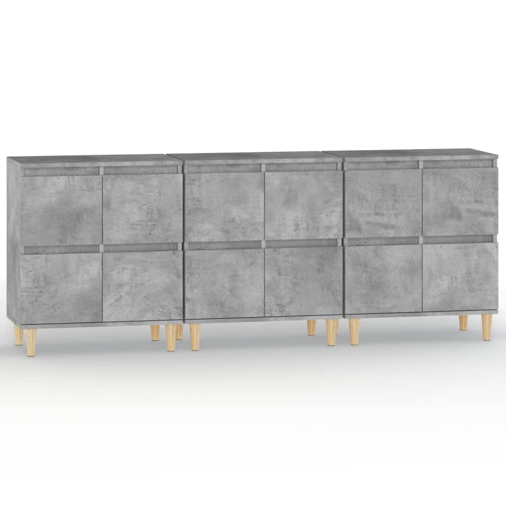 skænke 3 stk. 60x35x70 cm konstrueret træ betongrå