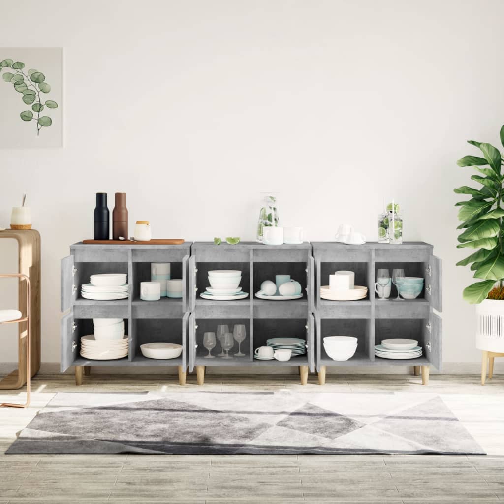 skænke 3 stk. 60x35x70 cm konstrueret træ betongrå