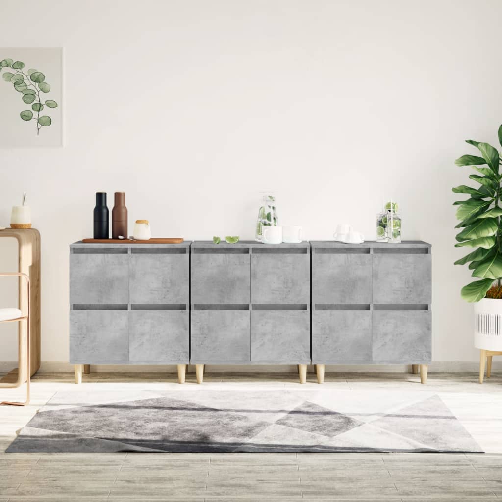 skænke 3 stk. 60x35x70 cm konstrueret træ betongrå