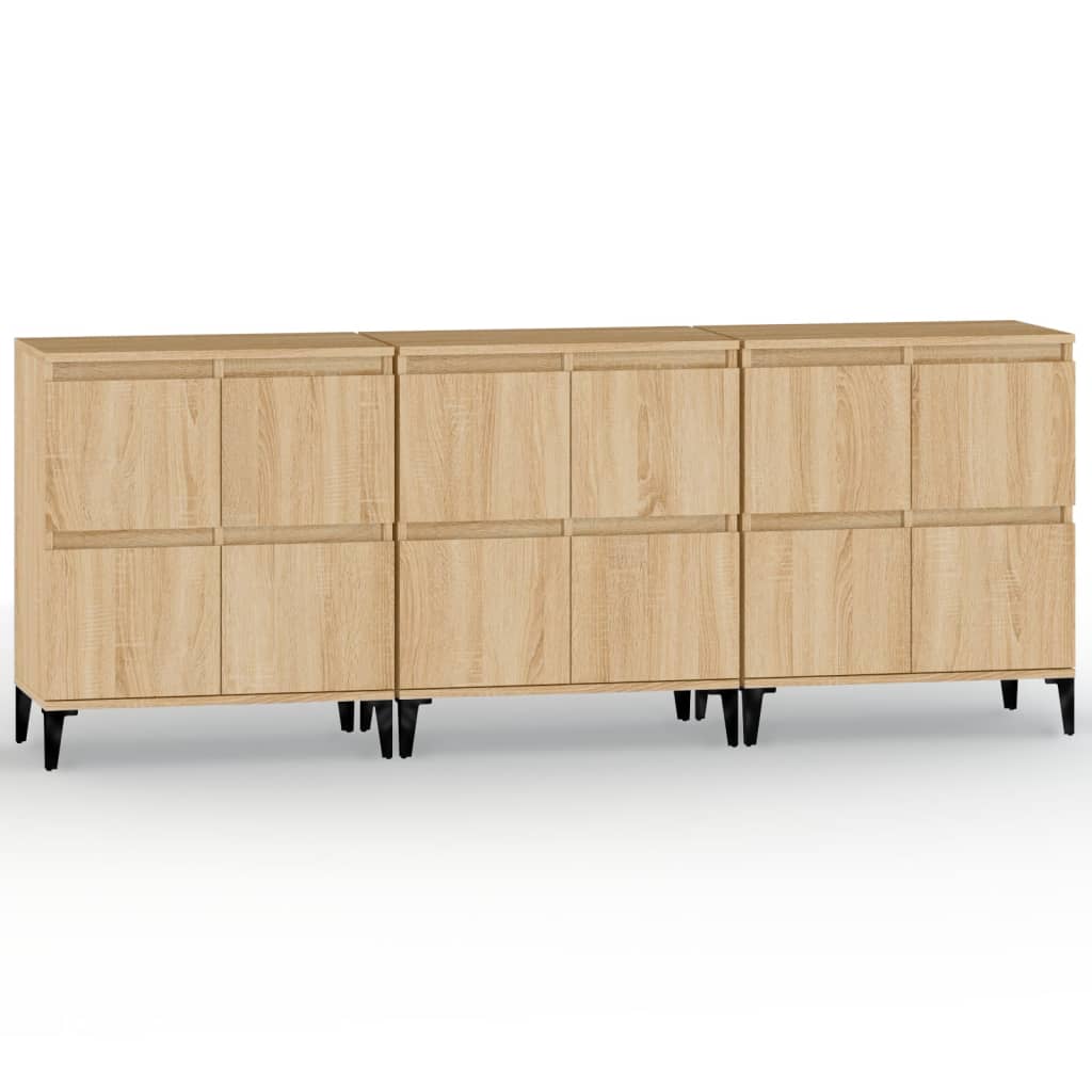 skænke 3 stk. 60x35x70 cm konstrueret træ sonoma-eg