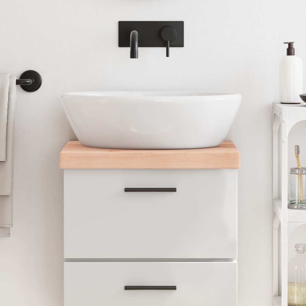 bordplade til badeværelse 40x30x(2-6) cm massivt træ ubehandlet