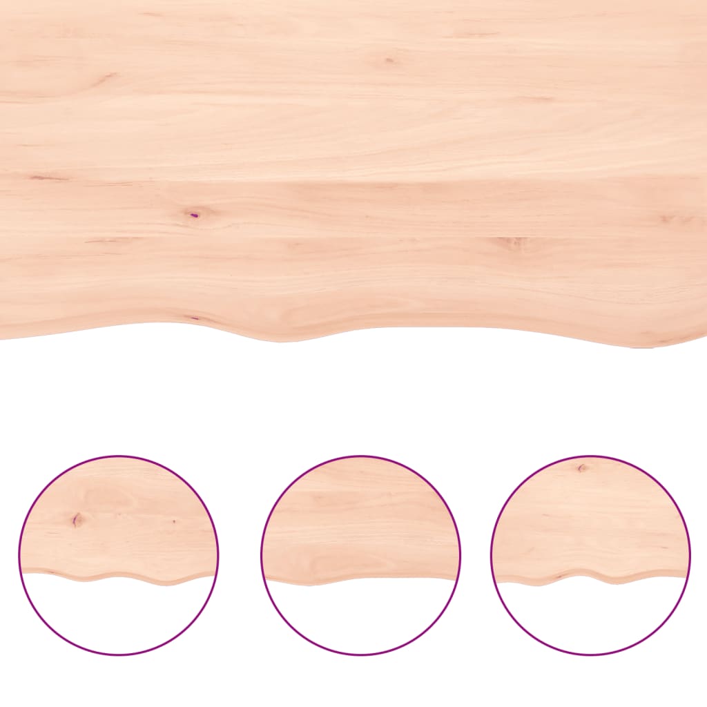 bordplade til badeværelse 40x40x(2-4) cm massivt træ ubehandlet