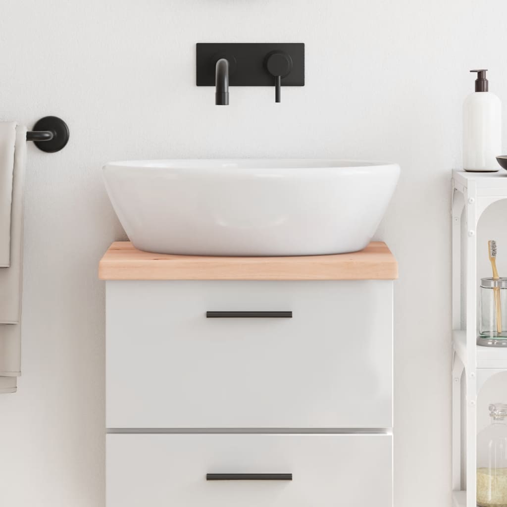 bordplade til badeværelse 40x40x(2-4) cm massivt træ ubehandlet