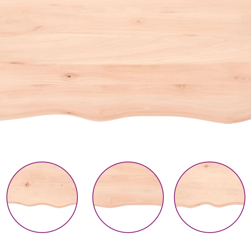 bordplade til badeværelse 40x50x(2-6) cm massivt træ ubehandlet