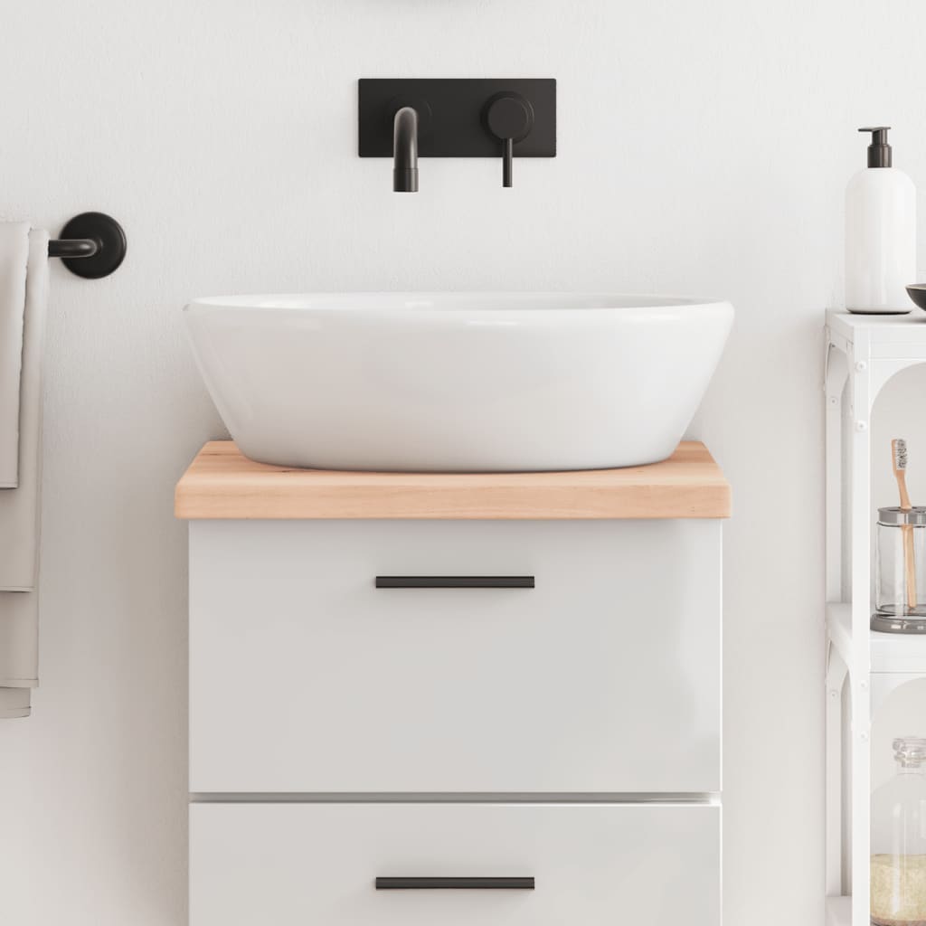 bordplade til badeværelse 40x60x(2-4) cm massivt træ ubehandlet