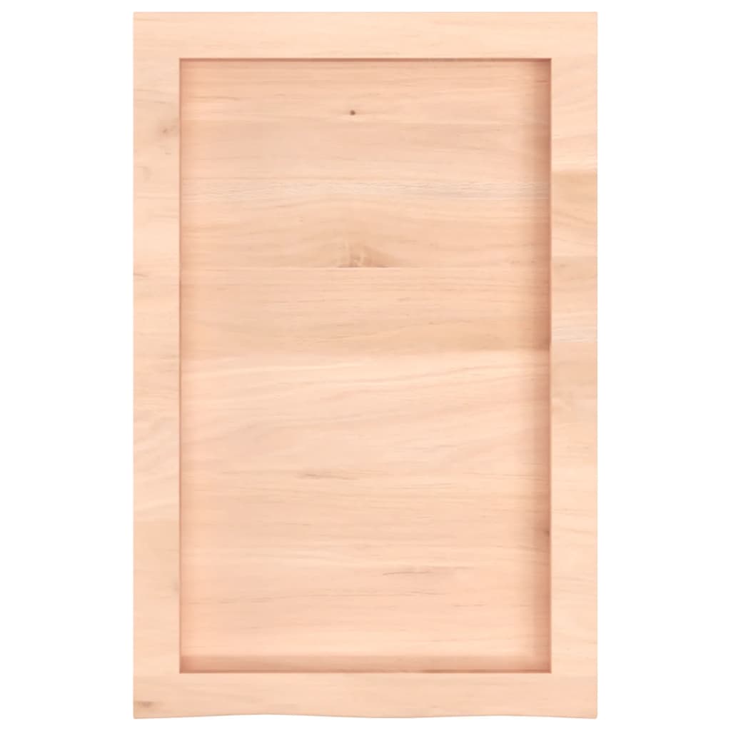 bordplade til badeværelse 40x60x(2-6) cm massivt træ ubehandlet