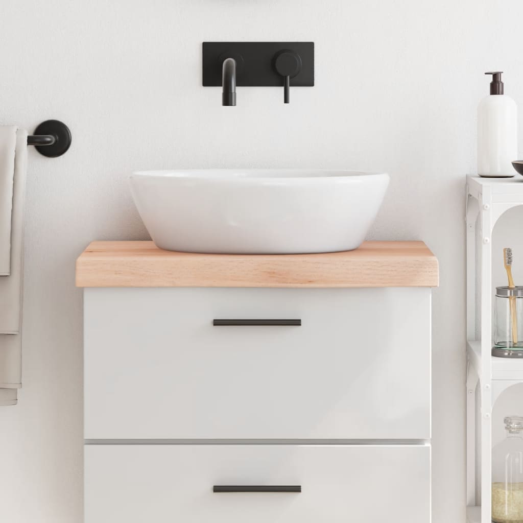bordplade til badeværelse 60x30x(2-6) cm massivt træ ubehandlet