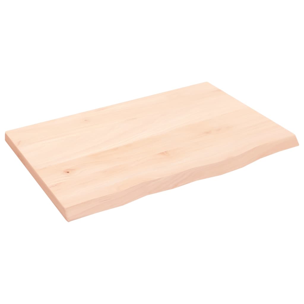 bordplade til badeværelse 60x40x2 cm massivt træ ubehandlet