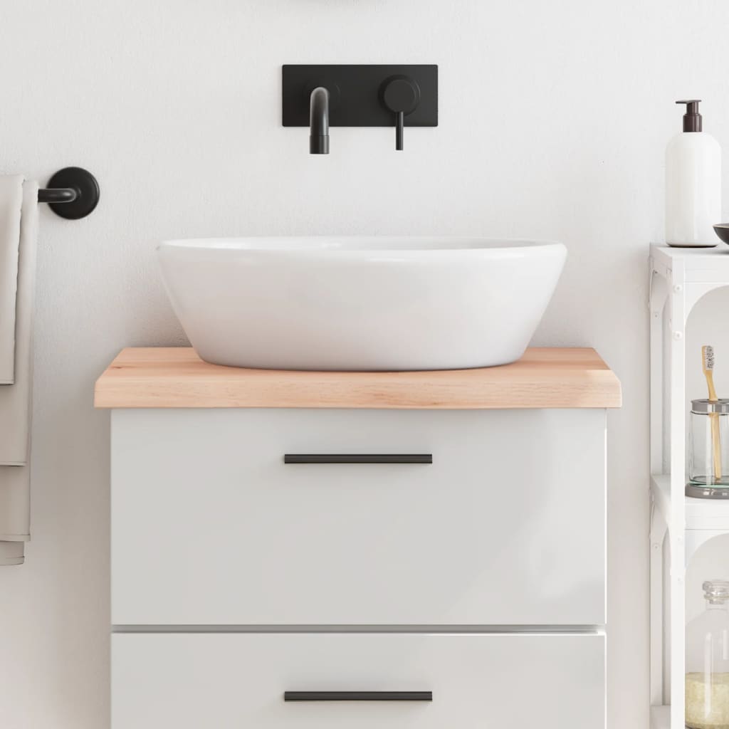 bordplade til badeværelse 60x60x(2-4) cm massivt træ ubehandlet