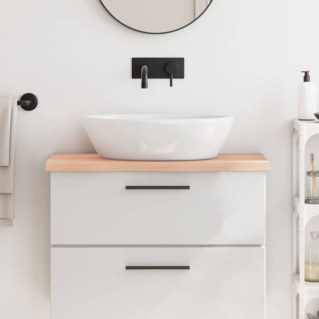 bordplade til badeværelse 80x40x(2-4) cm massivt træ ubehandlet