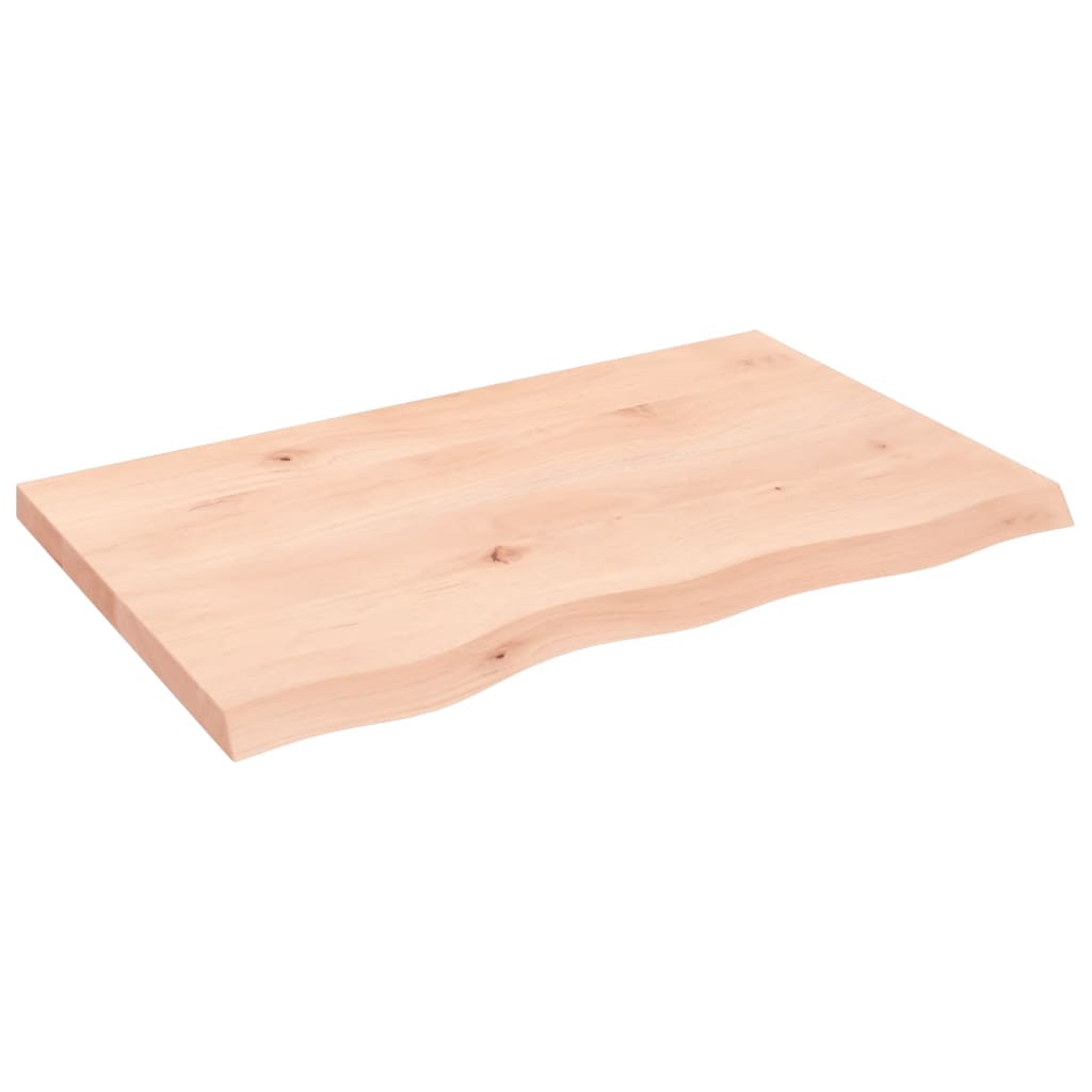 bordplade til badeværelse 80x50x(2-4) cm massivt træ ubehandlet