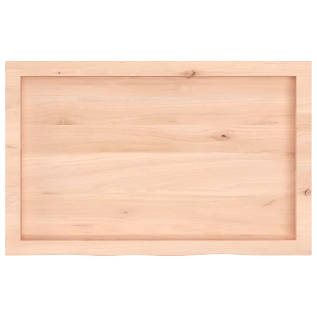 bordplade til badeværelse 80x50x(2-4) cm massivt træ ubehandlet