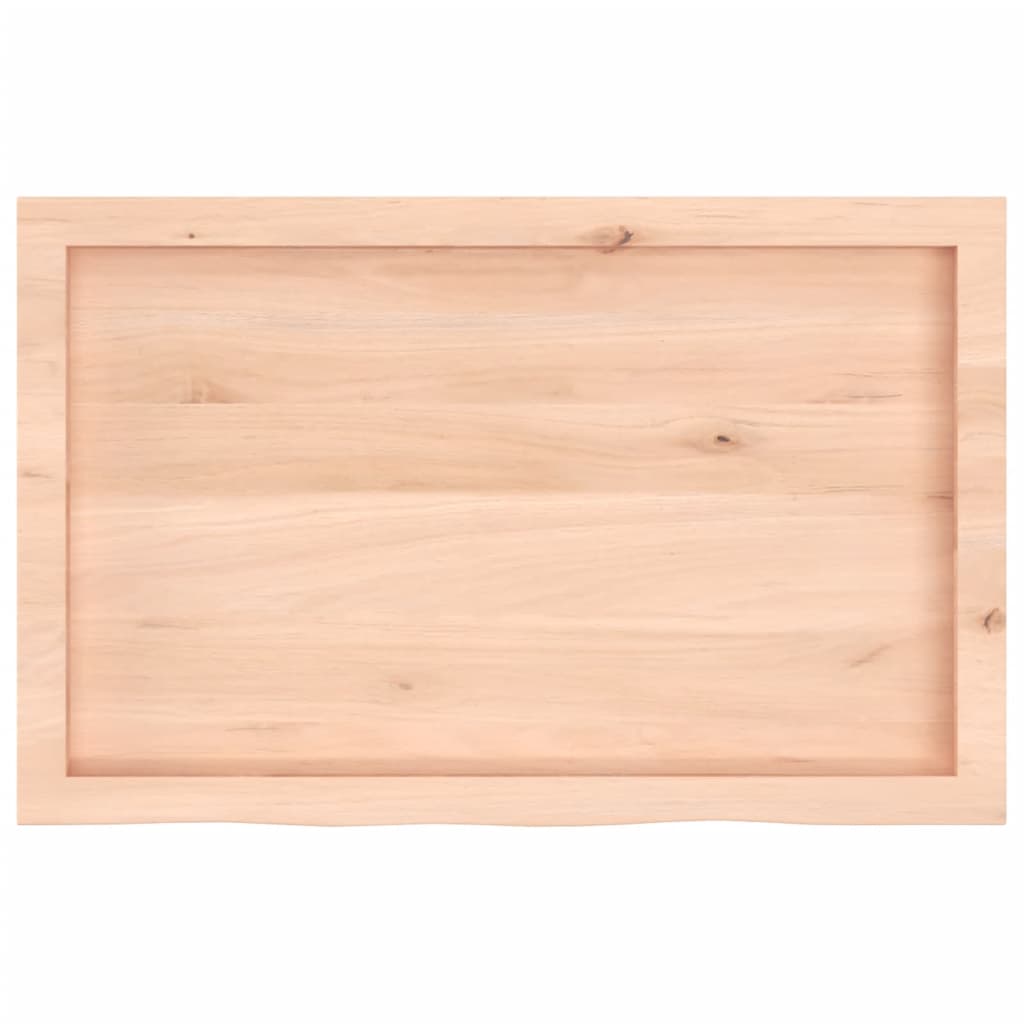 bordplade til badeværelse 80x50x(2-6) cm massivt træ ubehandlet