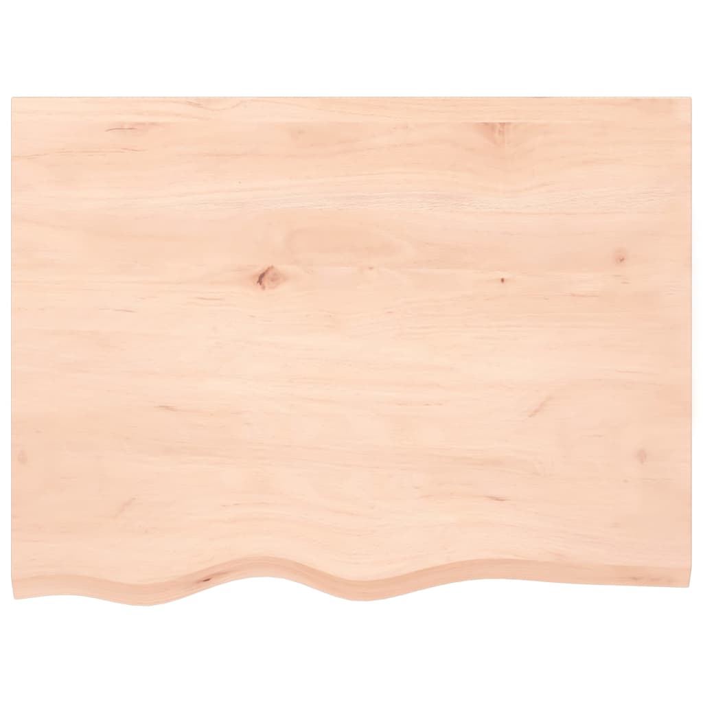 bordplade til badeværelse 80x60x2 cm massivt træ ubehandlet