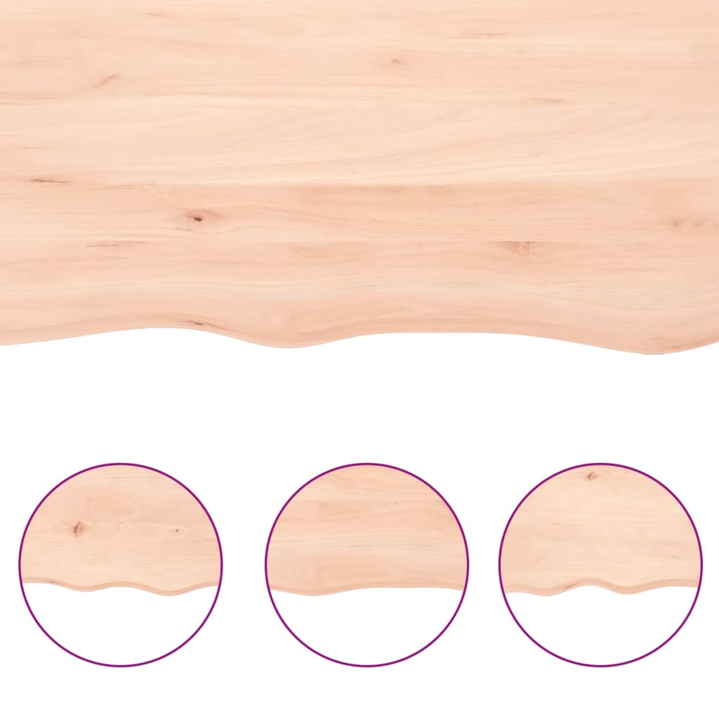 bordplade til badeværelse 100x60x(2-6)cm massivt træ ubehandlet