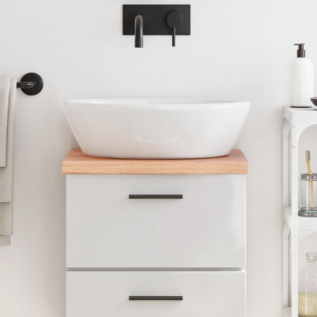 bordplade til badeværelse 40x30x(2-4) cm massivt træ lysebrun