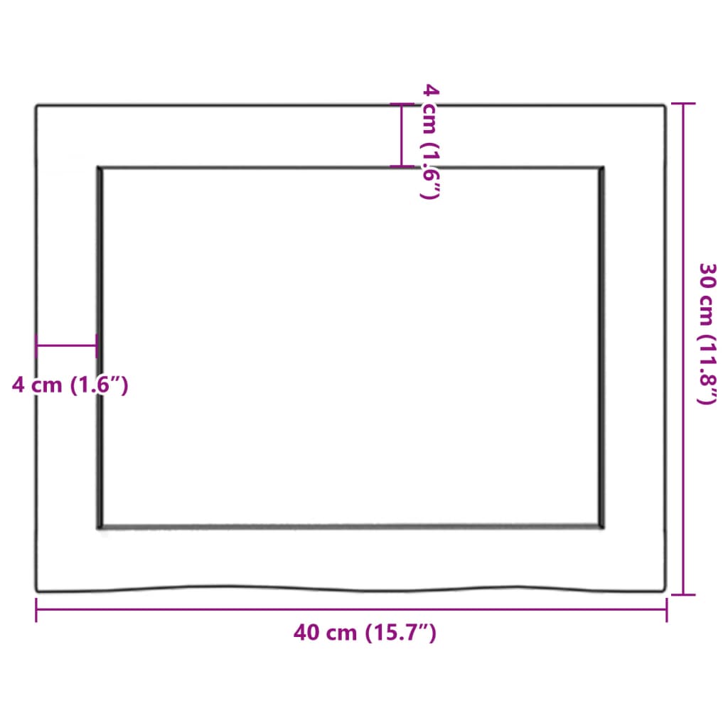 bordplade til badeværelse 40x30x(2-6) cm massivt træ lysebrun