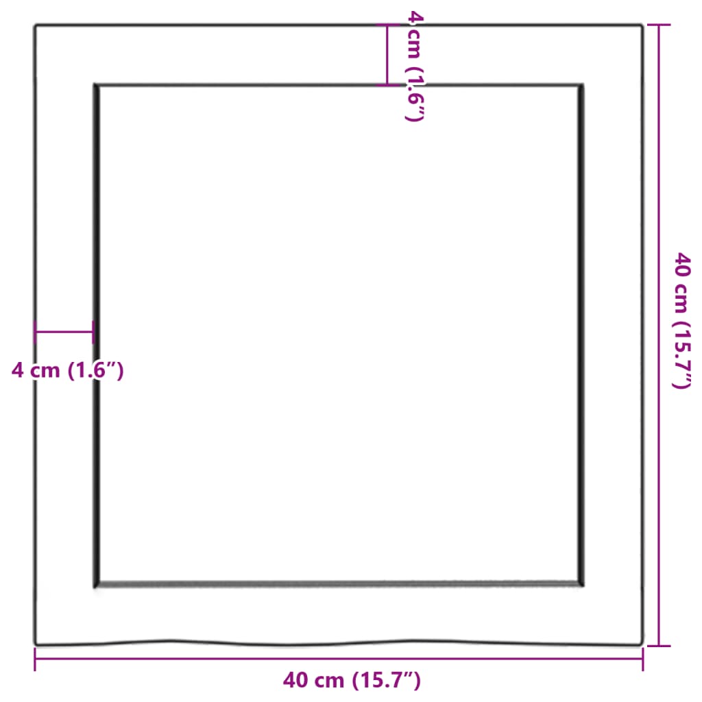 bordplade til badeværelse 40x40x(2-4) cm massivt træ lysebrun