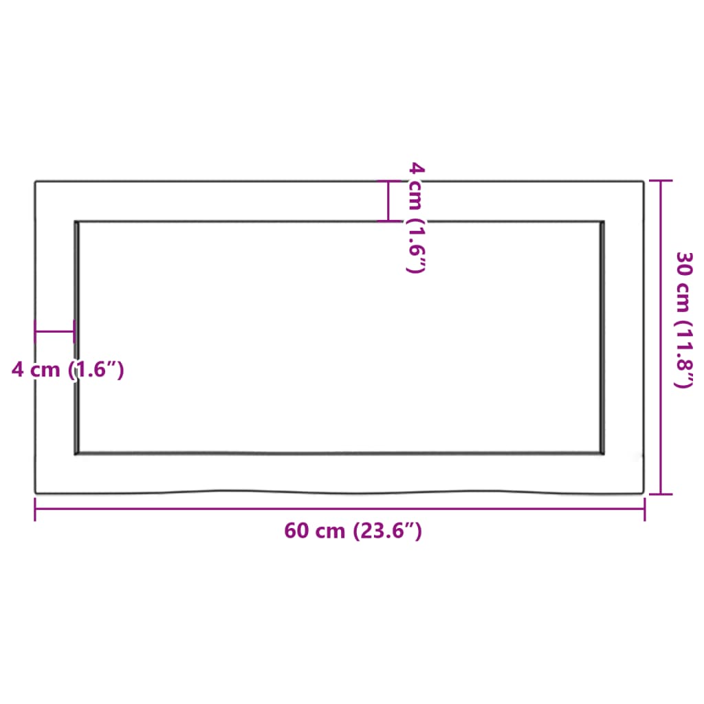bordplade til badeværelse 60x30x(2-6) cm massivt træ lysebrun