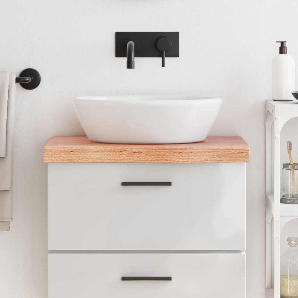 bordplade til badeværelse 60x30x(2-6) cm massivt træ lysebrun