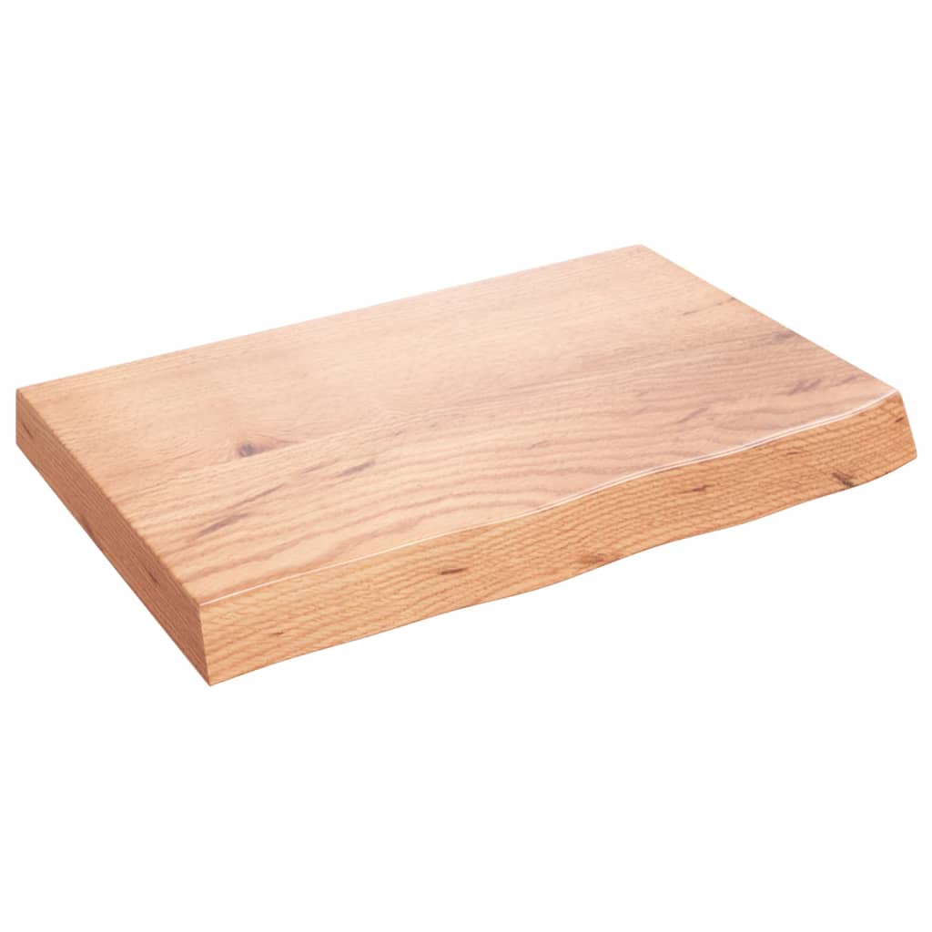 bordplade til badeværelse 60x40x(2-6) cm massivt træ lysebrun