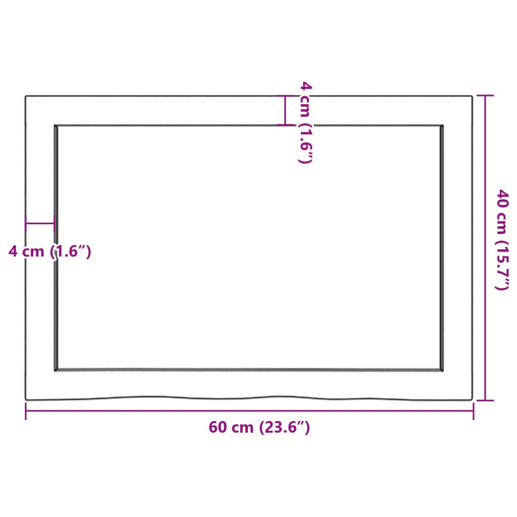 bordplade til badeværelse 60x40x(2-6) cm massivt træ lysebrun