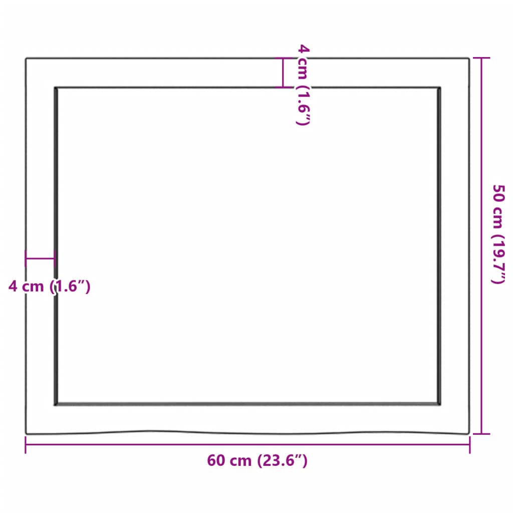 bordplade til badeværelse 60x50x(2-6) cm massivt træ lysebrun