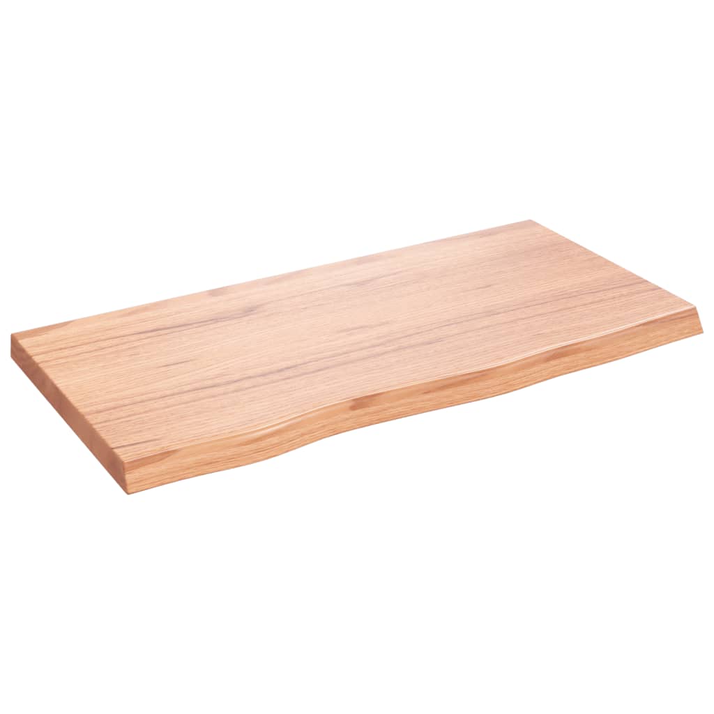 bordplade til badeværelse 80x40x(2-4) cm massivt træ lysebrun