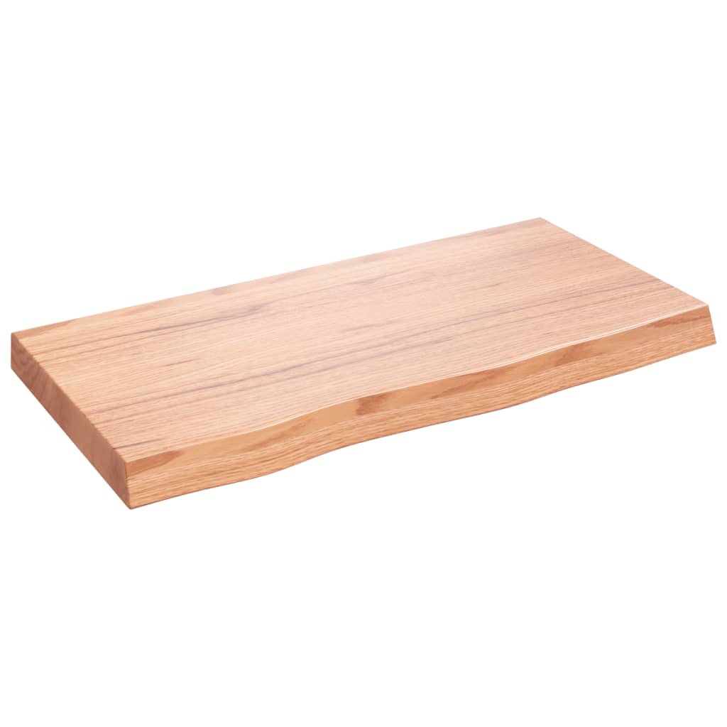 bordplade til badeværelse 80x40x(2-6) cm massivt træ lysebrun