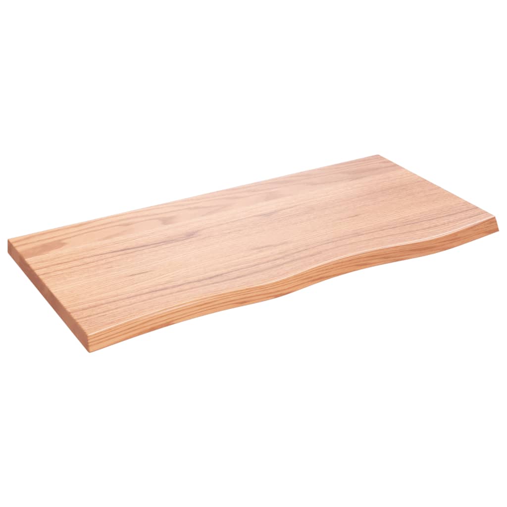 bordplade til badeværelse 100x50x(2-4) cm massivt træ lysebrun
