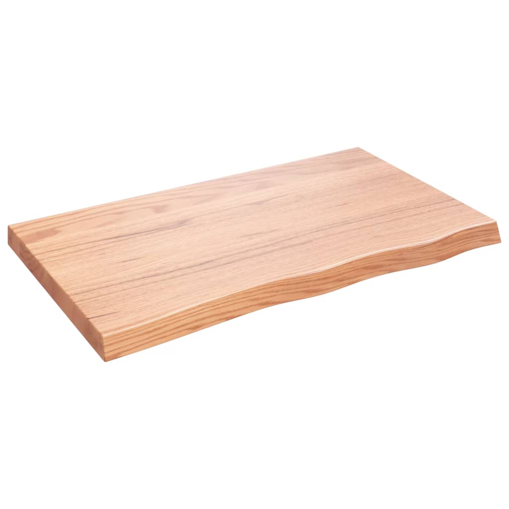 bordplade til badeværelse 100x60x(2-6) cm massivt træ lysebrun