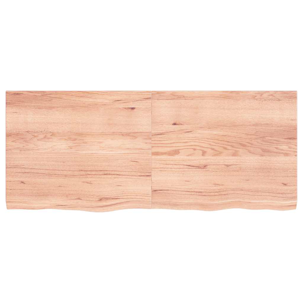 bordplade til badeværelse 120x50x(2-4) cm massivt træ lysebrun